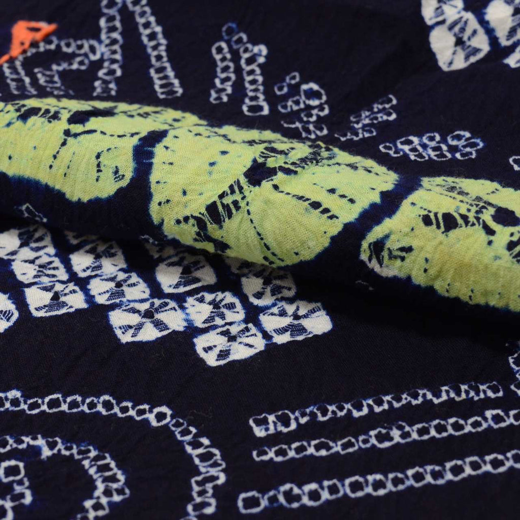 Vintage Japanese Yukata | Women's Yukata | Navy Cotton | Botanical Pattern | Arimatsu Narumi Shibori | Petite Size S | Sustainable | uu0770b