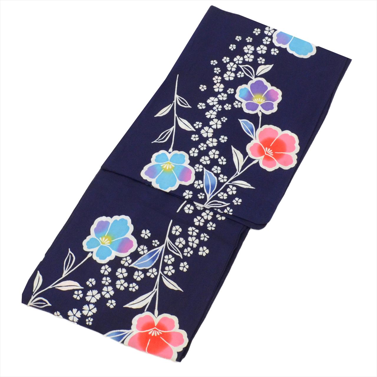 Vintage Japanese Yukata | Women's Yukata | Navy Cotton | Floral Pattern | Koma-ji Chuzome | Size M | Sustainable | uu0784b