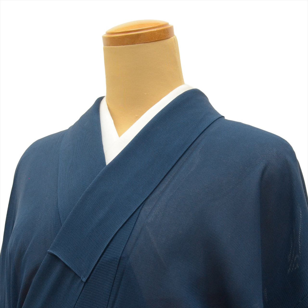 Vintage Japanese Kimono | Summer Iro-Muji | Navy Silk Ro | Size M | Sustainable | uu0795b
