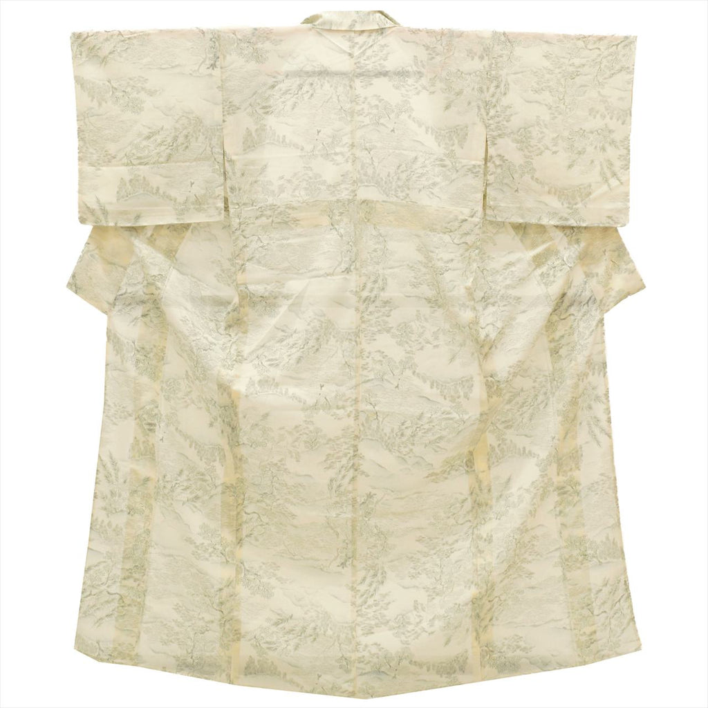 Vintage Japanese Kimono | Summer Komon | White Silk Ro | Tree Pattern | Petite Size S | Sustainable | uu0801b