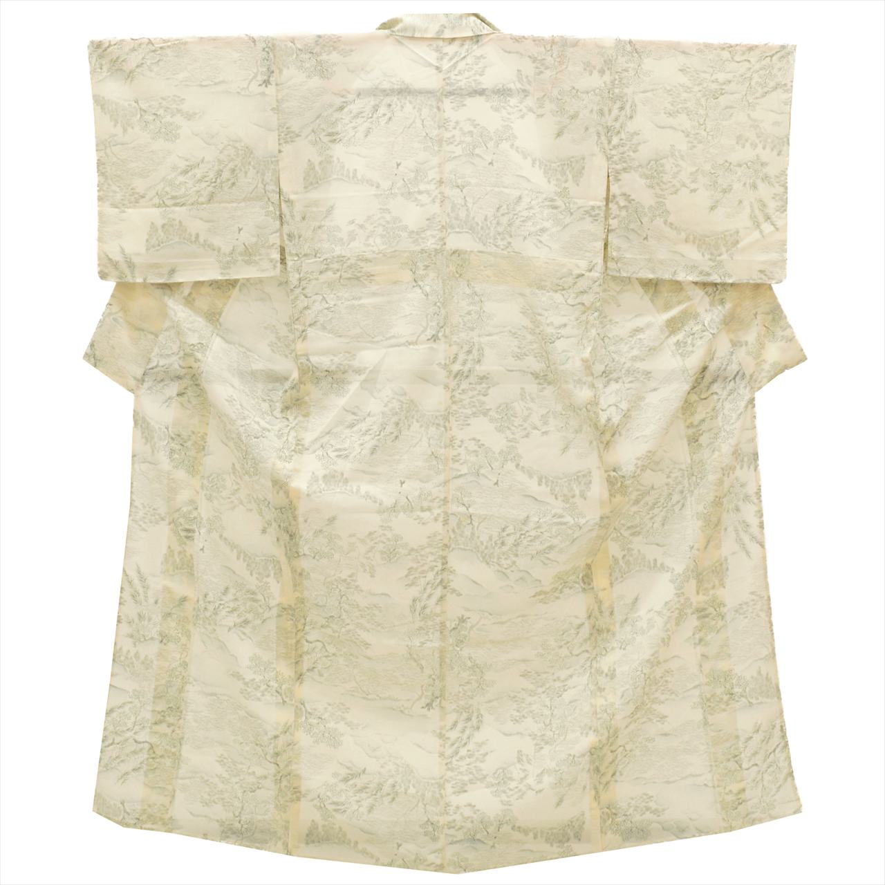 Vintage Japanese Kimono | Summer Komon | White Silk Ro | Tree Pattern | Petite Size S | Sustainable | uu0801b