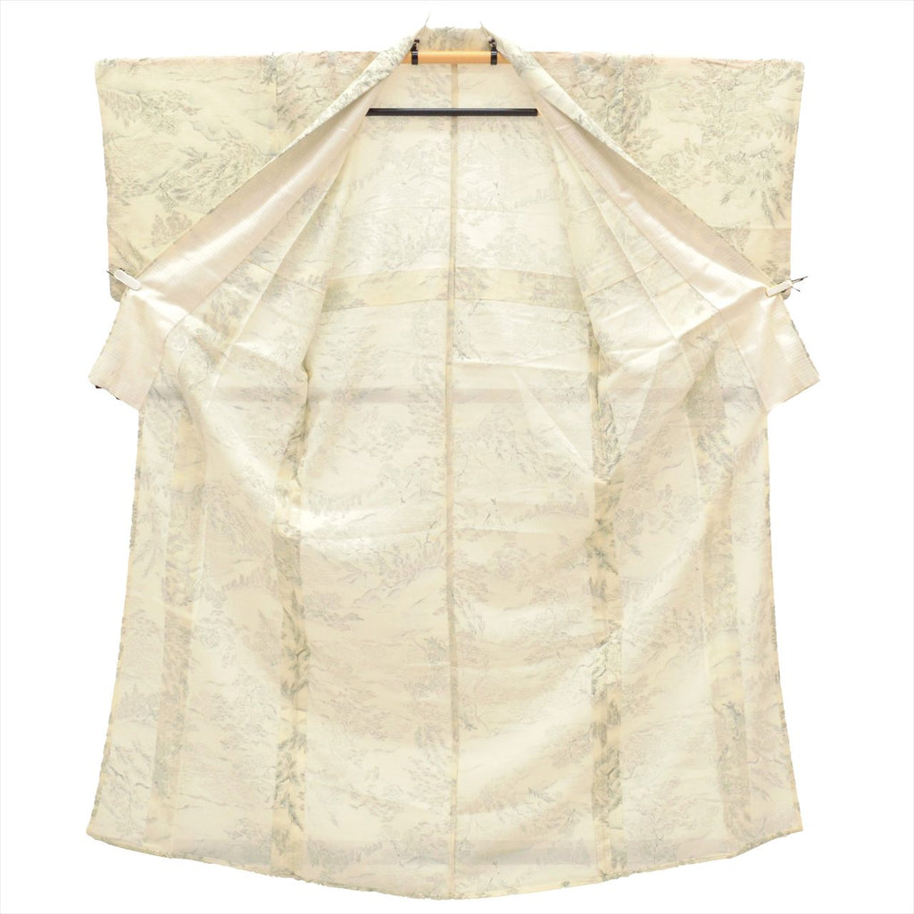 Vintage Japanese Kimono | Summer Komon | White Silk Ro | Tree Pattern | Petite Size S | Sustainable | uu0801b