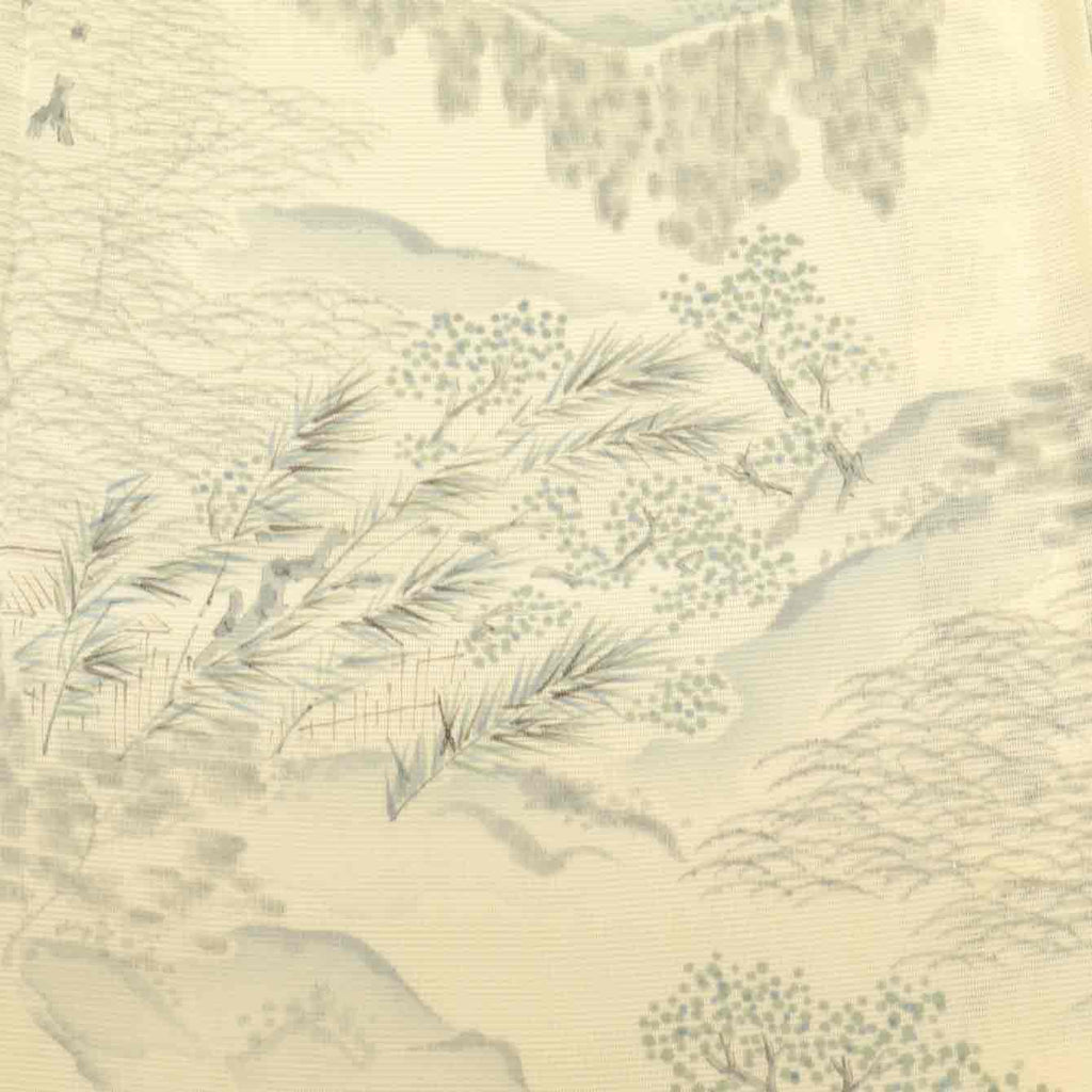 Vintage Japanese Kimono | Summer Komon | White Silk Ro | Tree Pattern | Petite Size S | Sustainable | uu0801b