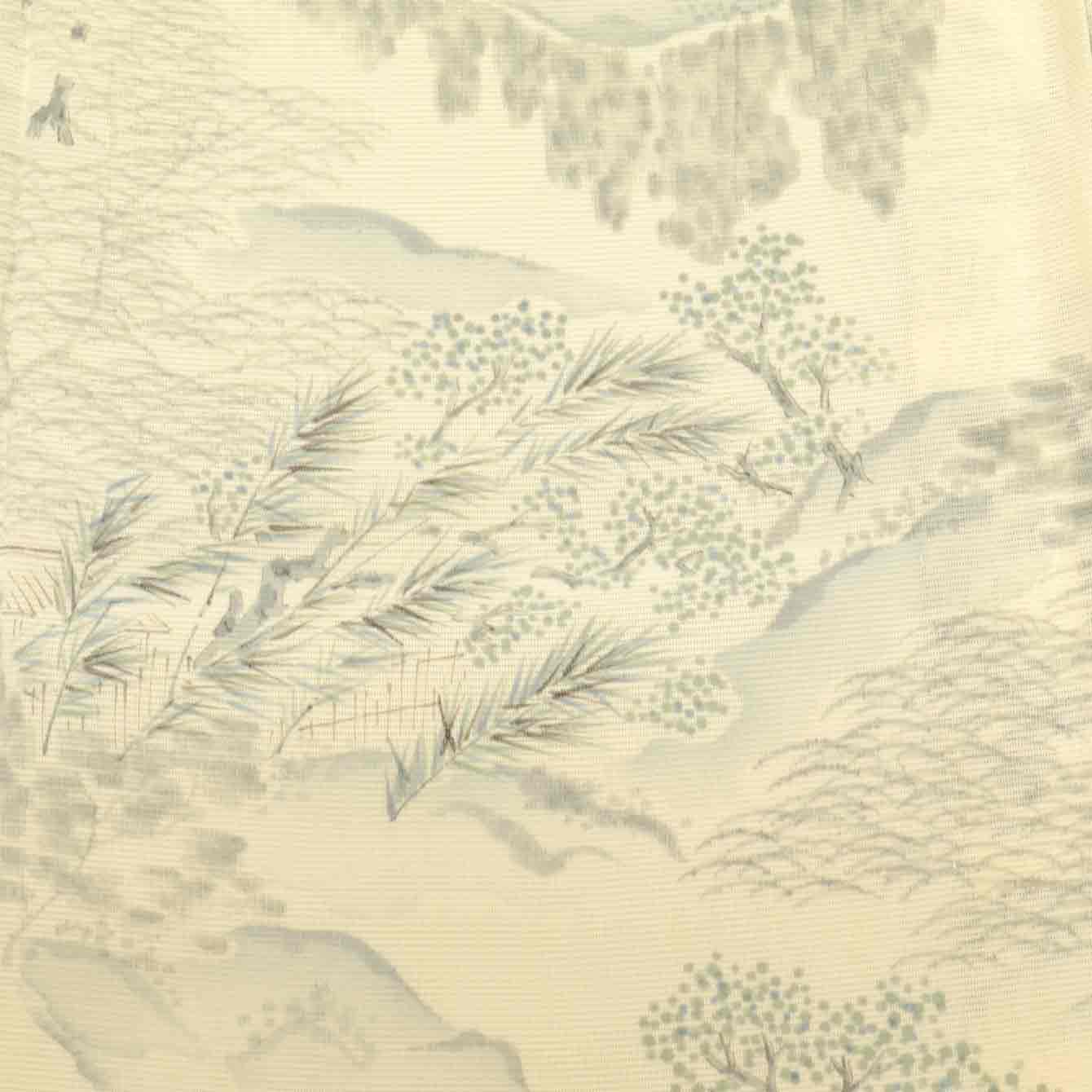 Vintage Japanese Kimono | Summer Komon | White Silk Ro | Tree Pattern | Petite Size S | Sustainable | uu0801b