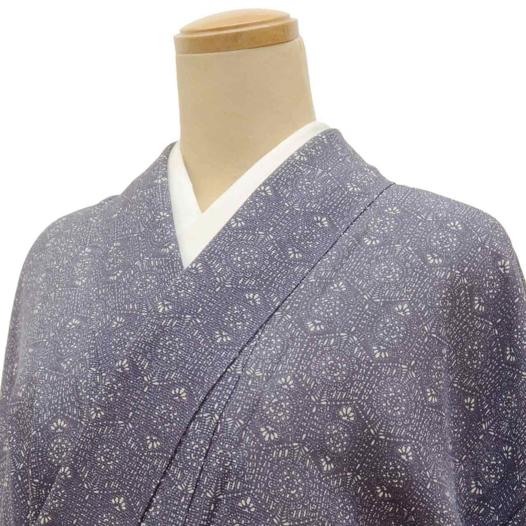 Vintage Japanese Kimono | Summer Komon | Purple Silk Ro | Tortoiseshell Floral | Petite Size S | Sustainable | uu0808b