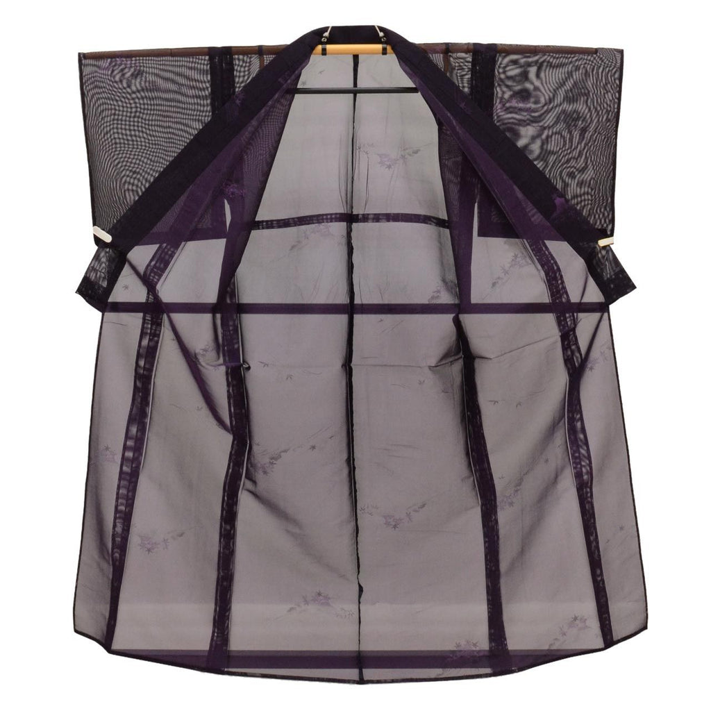 Vintage Japanese Kimono | Summer Komon | Purple Silk Sha | Autumn Maple Pattern | Petite Size S | Sustainable | uu0809b