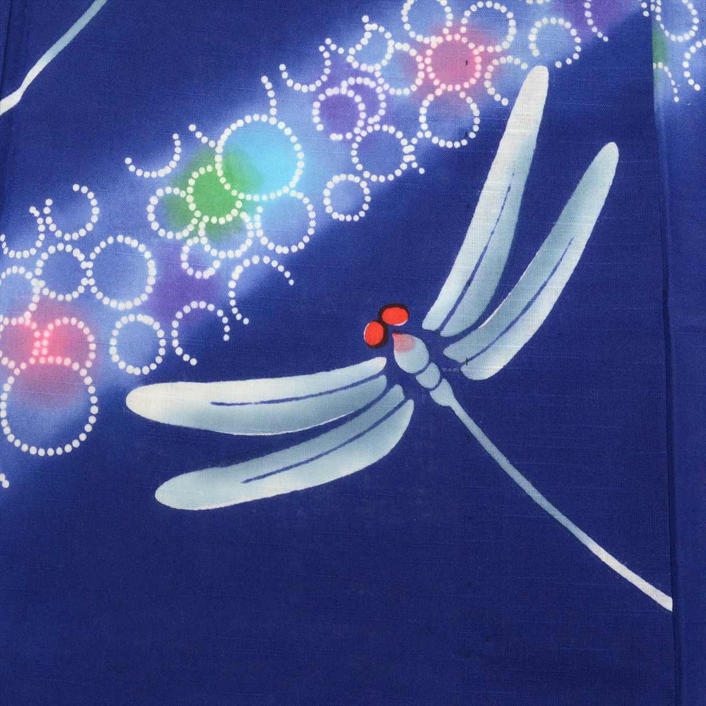 Vintage Japanese Yukata | Women's Yukata | Navy Cotton | Dragonfly Pattern | Koma-ji Chuzome | Size L | Sustainable | uu0820b