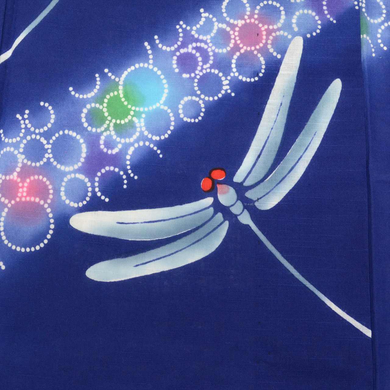 Vintage Japanese Yukata | Women's Yukata | Navy Cotton | Dragonfly Pattern | Koma-ji Chuzome | Size L | Sustainable | uu0820b