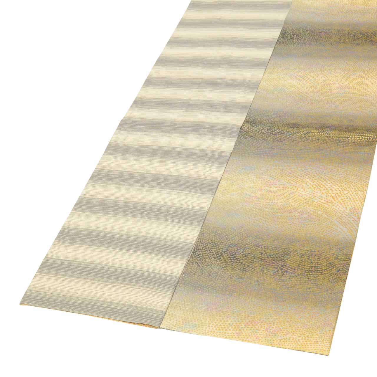 Vintage Japanese Obi | Fukuro Obi | Gray Silk | Whirlpool Pattern | Hikihaku Gold Silver Thread | Artist Signed | Sustainable | uu0829b