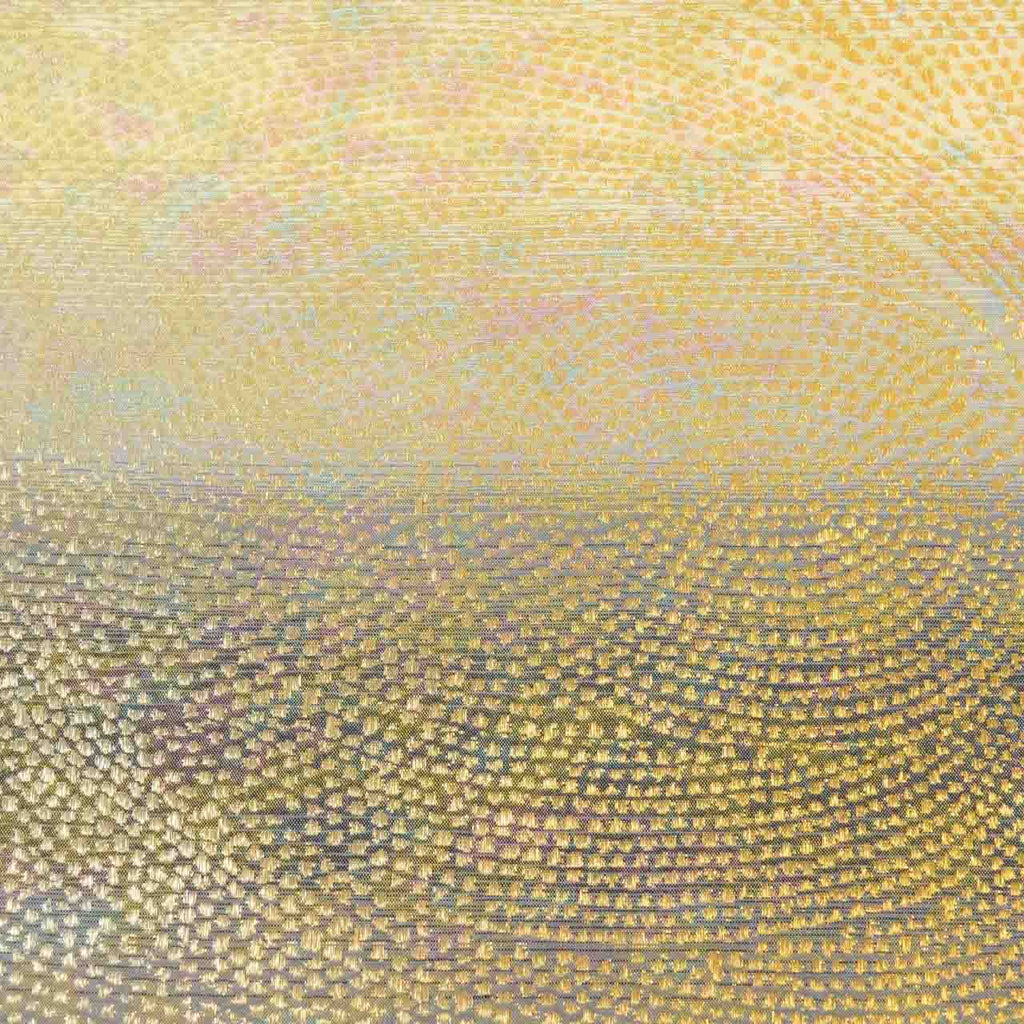 Vintage Japanese Obi | Fukuro Obi | Gray Silk | Whirlpool Pattern | Hikihaku Gold Silver Thread | Artist Signed | Sustainable | uu0829b