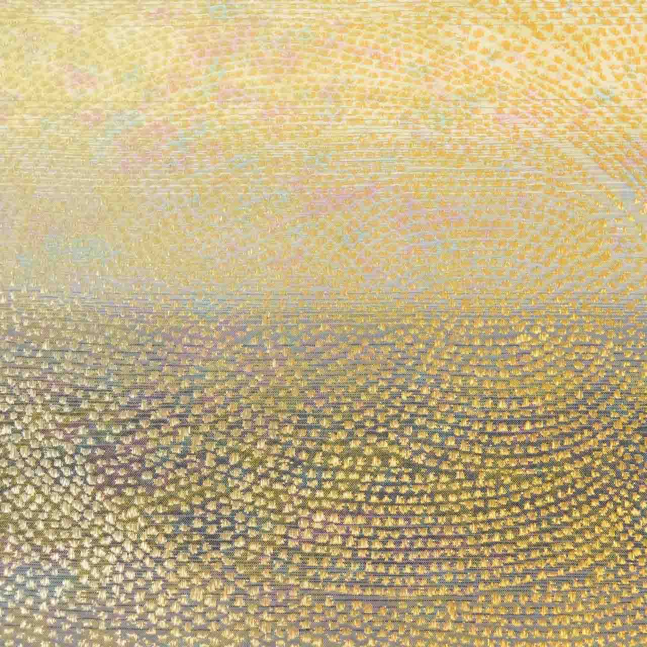 Vintage Japanese Obi | Fukuro Obi | Gray Silk | Whirlpool Pattern | Hikihaku Gold Silver Thread | Artist Signed | Sustainable | uu0829b
