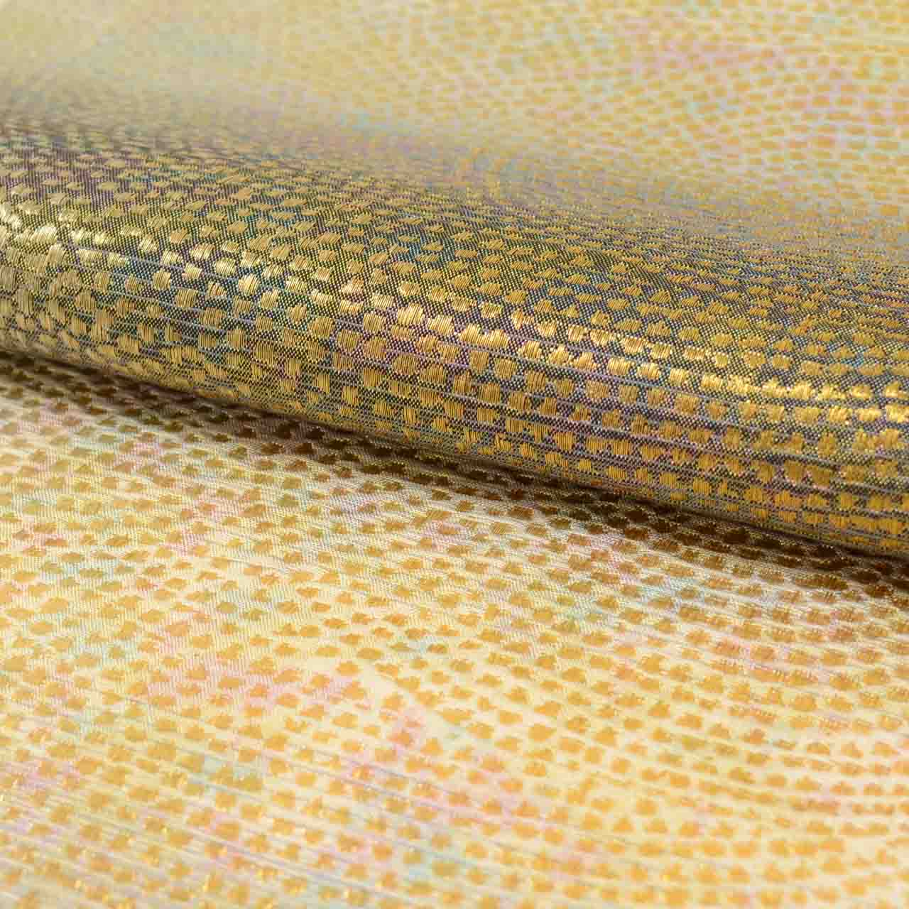 Vintage Japanese Obi | Fukuro Obi | Gray Silk | Whirlpool Pattern | Hikihaku Gold Silver Thread | Artist Signed | Sustainable | uu0829b