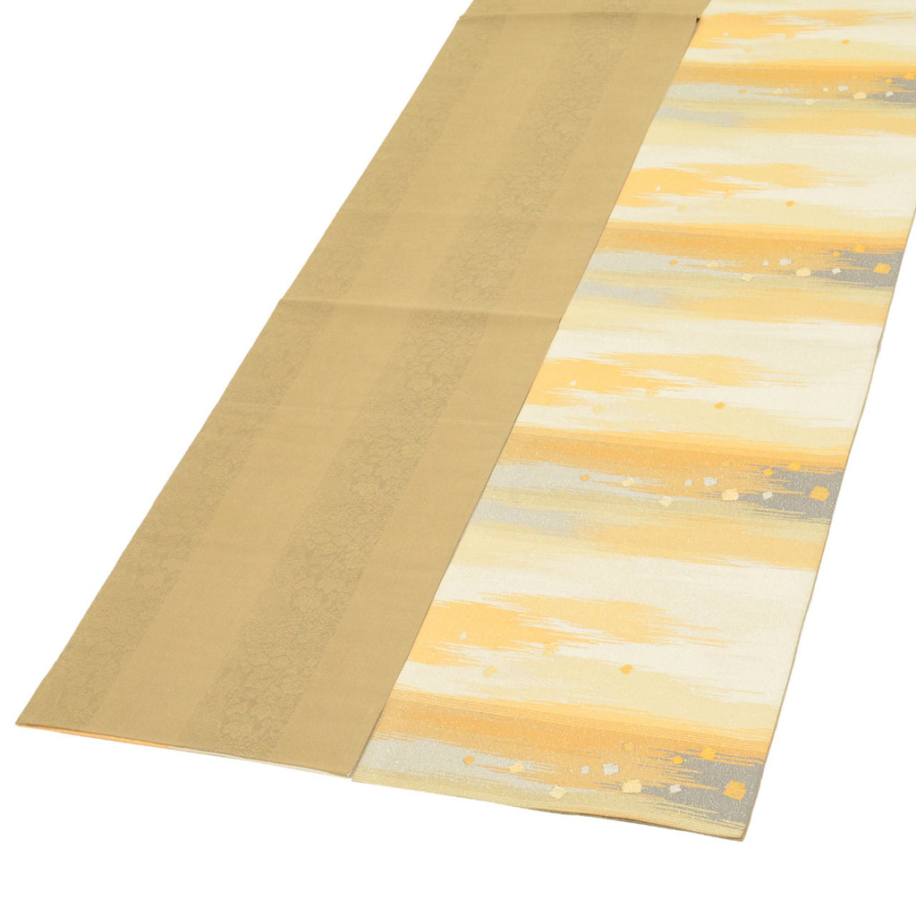 Vintage Japanese Obi | Fukuro Obi | Silver Silk Tsuzure | Genji-ko Pattern | Gold Silver Thread | Sustainable | uu0830b