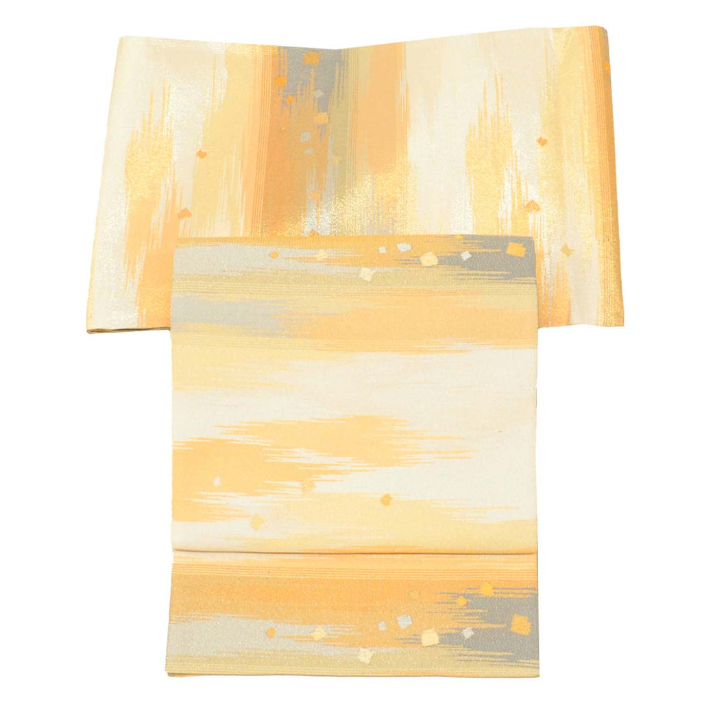 Vintage Japanese Obi | Fukuro Obi | Silver Silk Tsuzure | Genji-ko Pattern | Gold Silver Thread | Sustainable | uu0830b