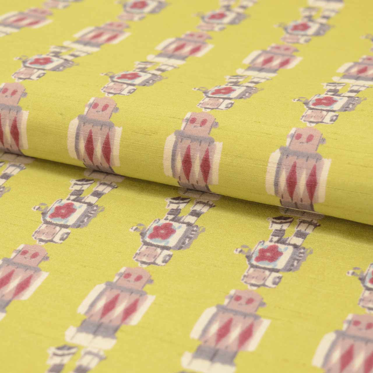 Vintage Japanese Obi | Kyo-bukuro Obi | Green Synthetic | Robot Pattern | Reversible | Excellent | Sustainable | uu0834b
