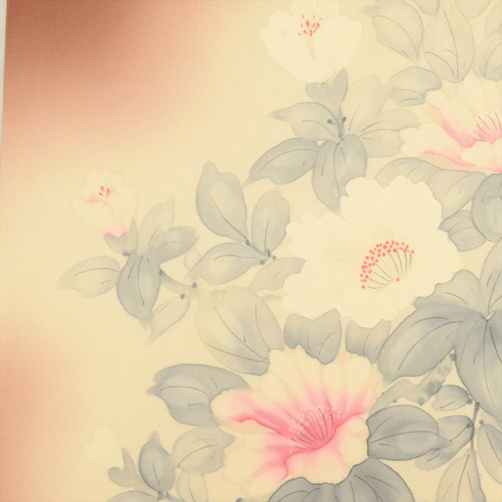 Vintage Japanese Obi | Nagoya Obi | Brown Silk Habutae | Floral | Dye-painted | Artist Signed Haruto | Sustainable | uu0842b