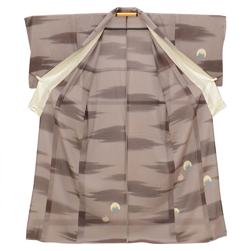 Vintage Japanese Kimono | Summer Tsukesage | Purple Gray Silk Ro | Rabbit Pattern | Size L | Sustainable | uu0905b