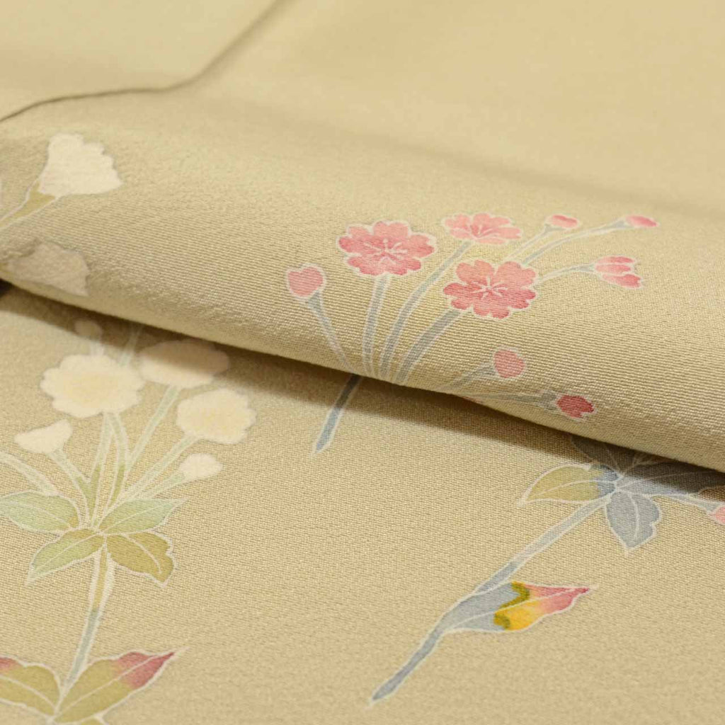 Vintage Japanese Kimono | Tsukesage | Green Silk | Floral | Kaga Yuzen | One Crest | Momokane Tatsuo | Artist Signed | Sustainable | uu0910b