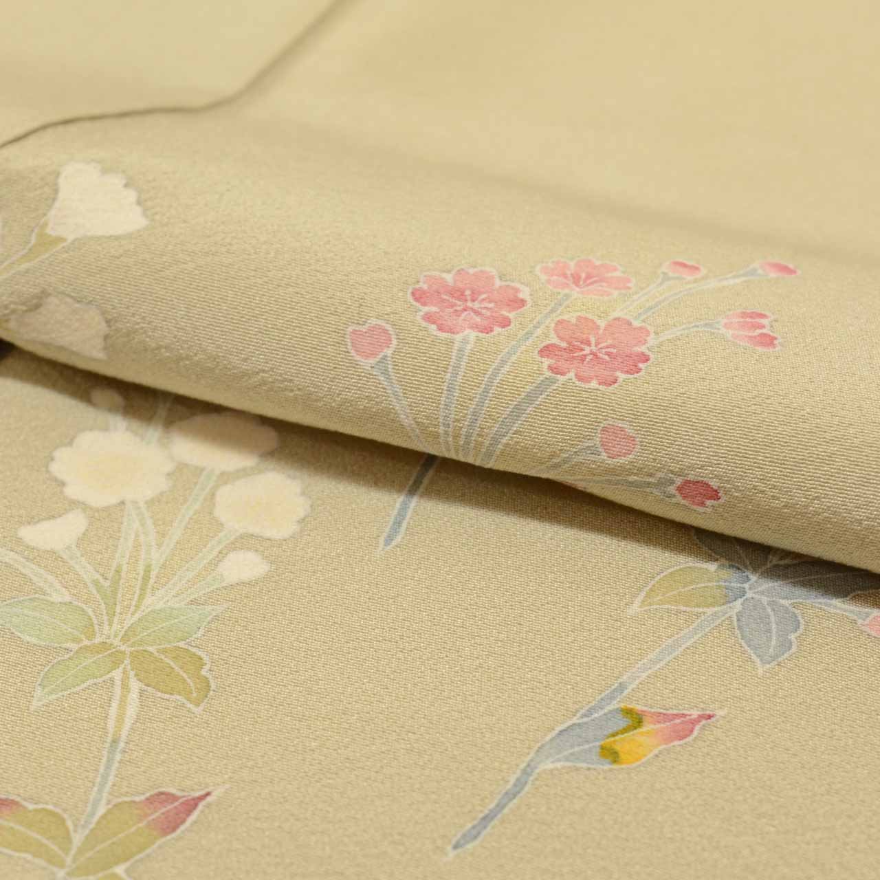 Vintage Japanese Kimono | Tsukesage | Green Silk | Floral | Kaga Yuzen | One Crest | Momokane Tatsuo | Artist Signed | Sustainable | uu0910b