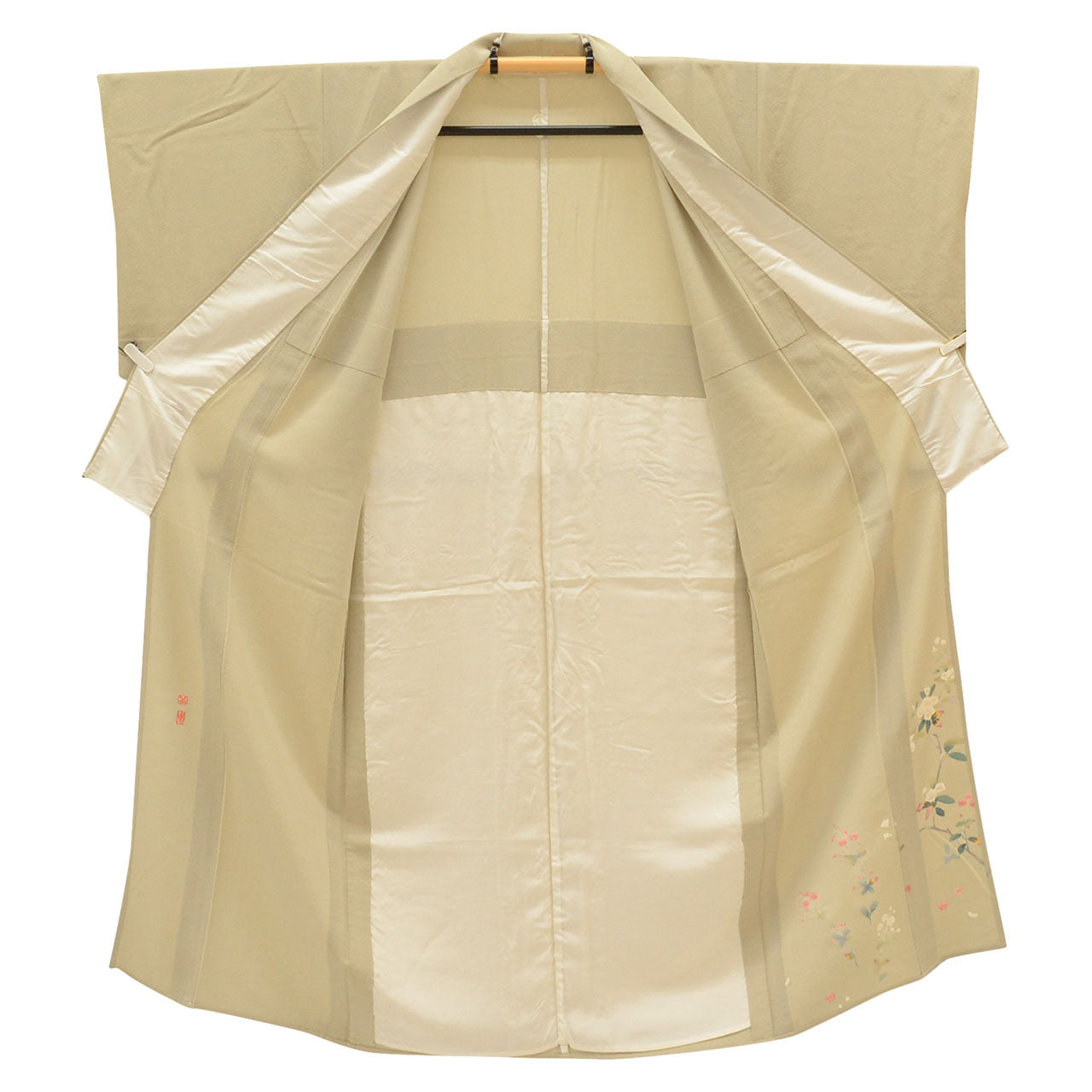 Vintage Japanese Kimono | Tsukesage | Green Silk | Floral | Kaga Yuzen | One Crest | Momokane Tatsuo | Artist Signed | Sustainable | uu0910b