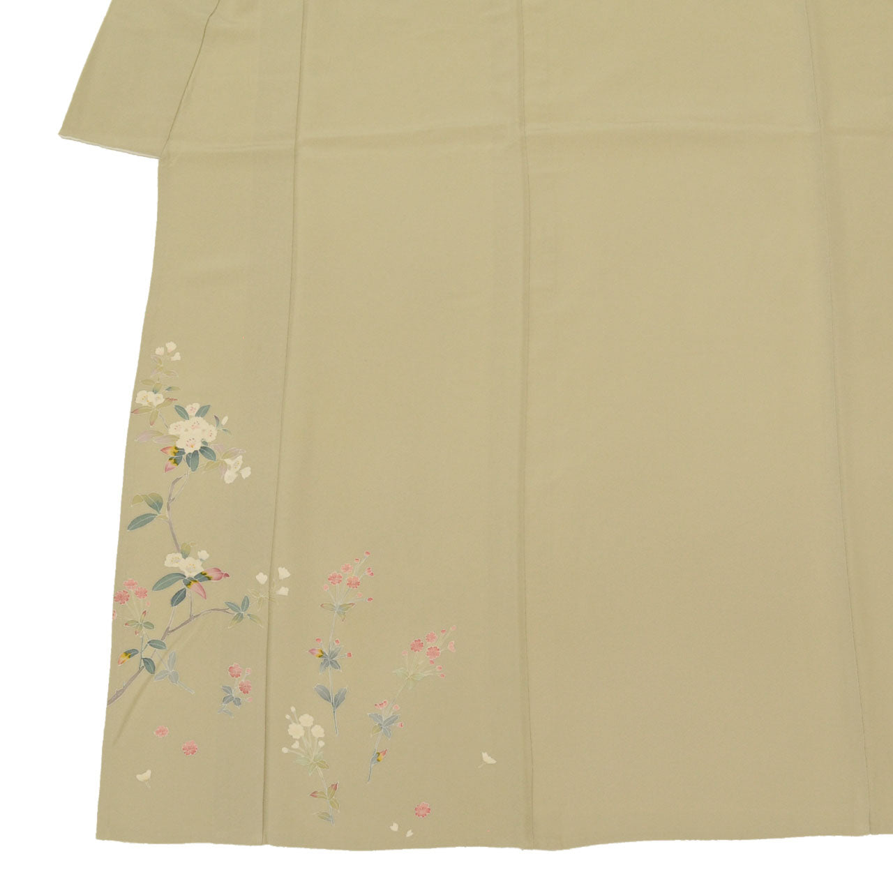 Vintage Japanese Kimono | Tsukesage | Green Silk | Floral | Kaga Yuzen | One Crest | Momokane Tatsuo | Artist Signed | Sustainable | uu0910b