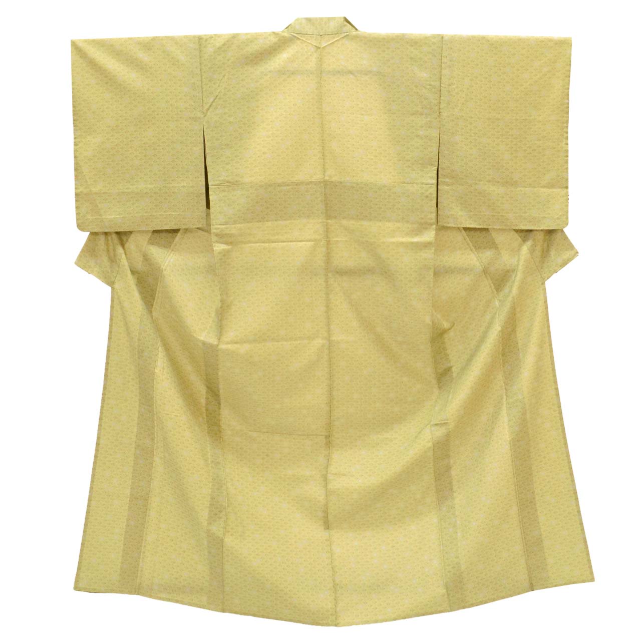 [Used] Recycled Oshima Tsumugi Silk Kimono, Single Layer, Length 155.5cm (61.2in) (Size S), Sleeve Length 63.5cm (25.0in), Dyed Oshima, Excellent Condition, Ready-Made, Recycled Kimono, Green with Floral Diamond Pattern, uu0911b 