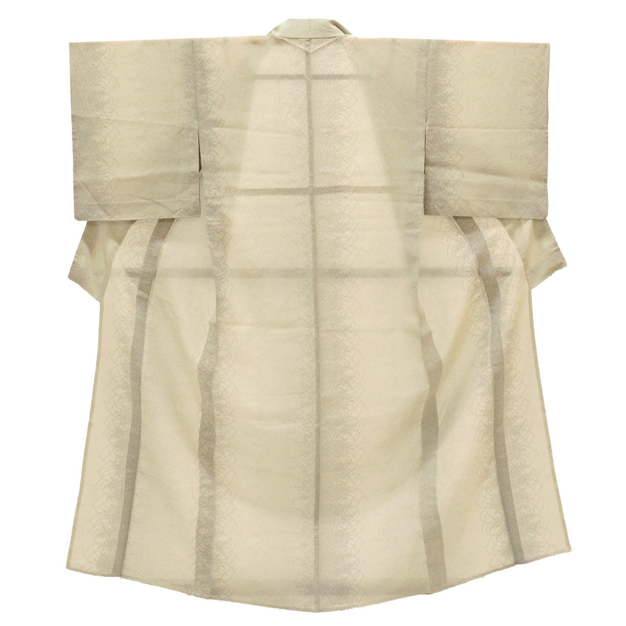 Vintage Japanese Kimono | Summer Oshima Tsumugi | Gray Silk | Botanical | 7-thread | Kata-su | Certified | Sustainable | uu0914b
