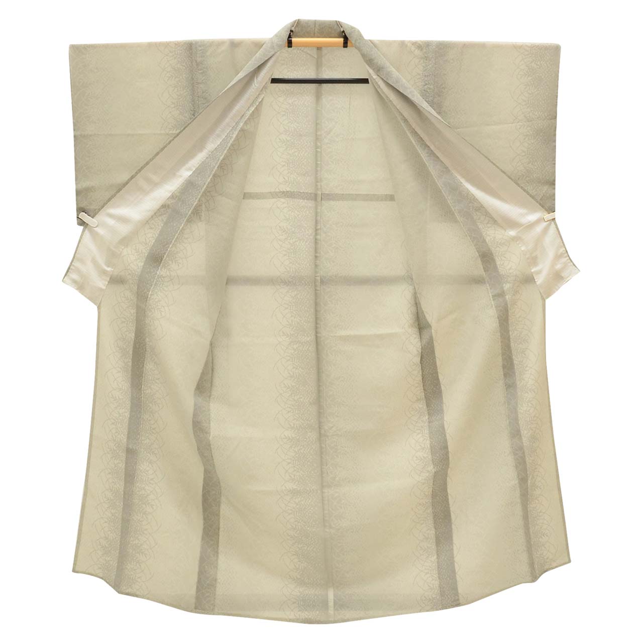 Vintage Japanese Kimono | Summer Oshima Tsumugi | Gray Silk | Botanical | 7-thread | Kata-su | Certified | Sustainable | uu0914b