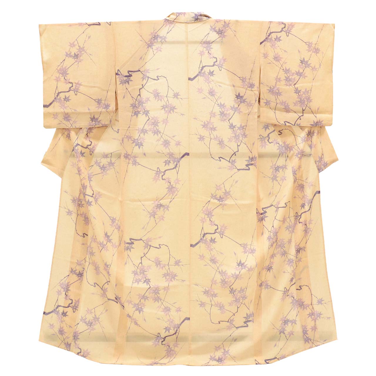 Vintage Japanese Kimono | Summer Komon | Pink Silk Ro | Autumn Maple Pattern | Size M | Sustainable | uu0920b