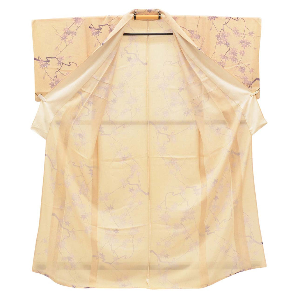 Vintage Japanese Kimono | Summer Komon | Pink Silk Ro | Autumn Maple Pattern | Size M | Sustainable | uu0920b