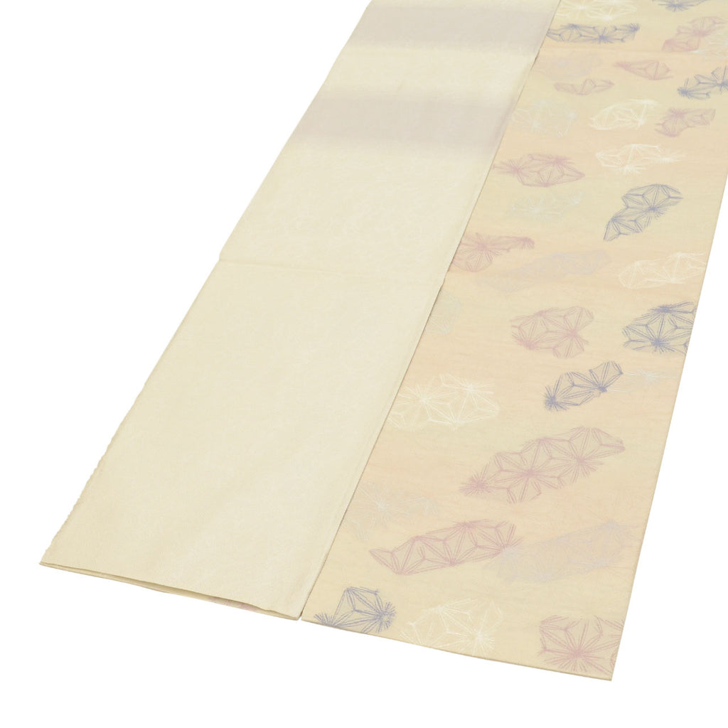 Vintage Japanese Obi | Summer Sha-re Fukuro Obi | Beige Mixed Weave | Hemp Leaf | Tsumugi | Nishijin Certified | Sustainable | uu0931b
