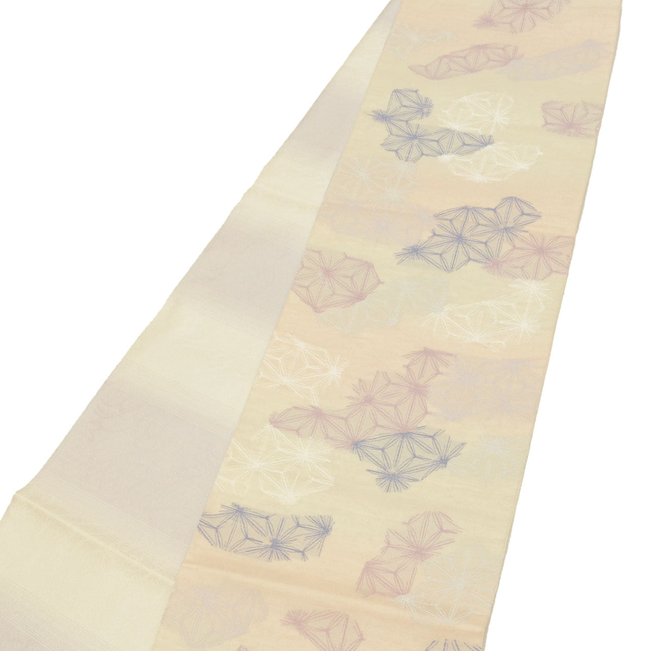 Vintage Japanese Obi | Summer Sha-re Fukuro Obi | Beige Mixed Weave | Hemp Leaf | Tsumugi | Nishijin Certified | Sustainable | uu0931b
