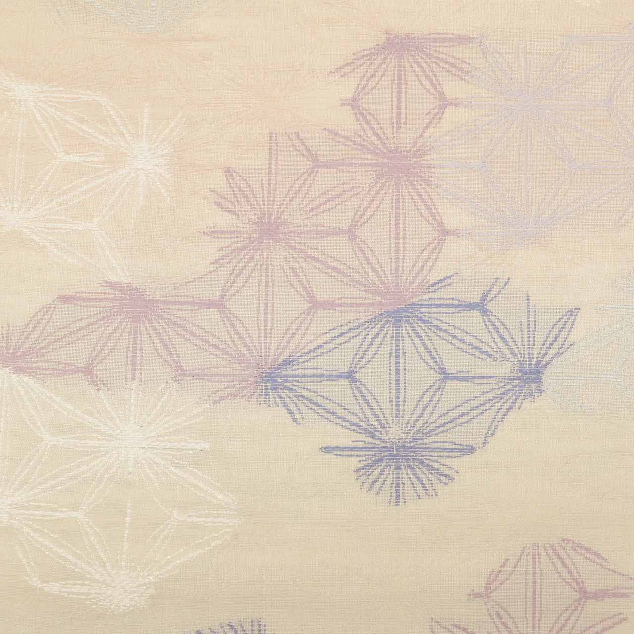 Vintage Japanese Obi | Summer Sha-re Fukuro Obi | Beige Mixed Weave | Hemp Leaf | Tsumugi | Nishijin Certified | Sustainable | uu0931b