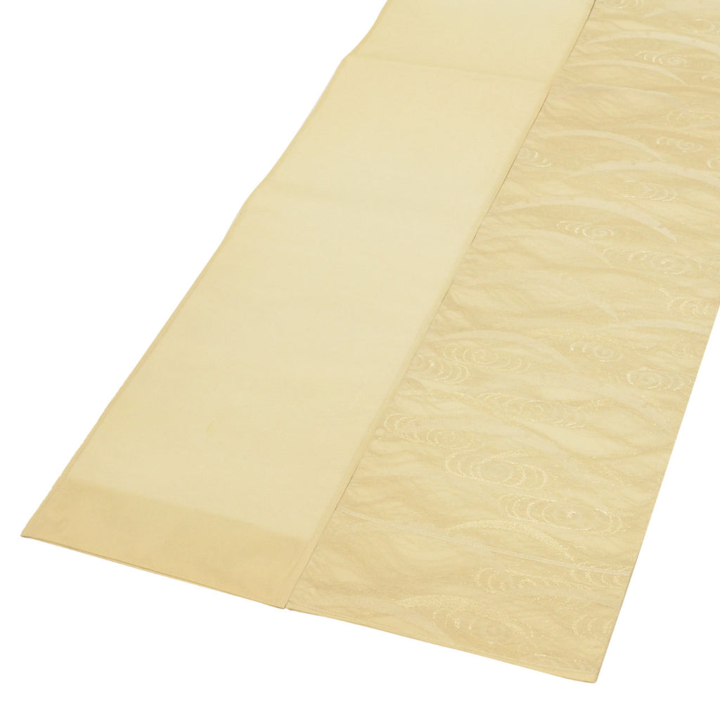 Vintage Japanese Obi | Summer Fukuro Obi | Cream Silk Sha | Kanze-mizu Shibagusa | Gold Thread | Sustainable | uu0932b
