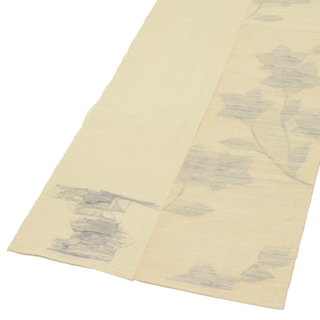 Vintage Japanese Obi | Summer Nagoya Obi | Beige Silk Sha | Floral | Eight-sun | Sustainable | uu0934b