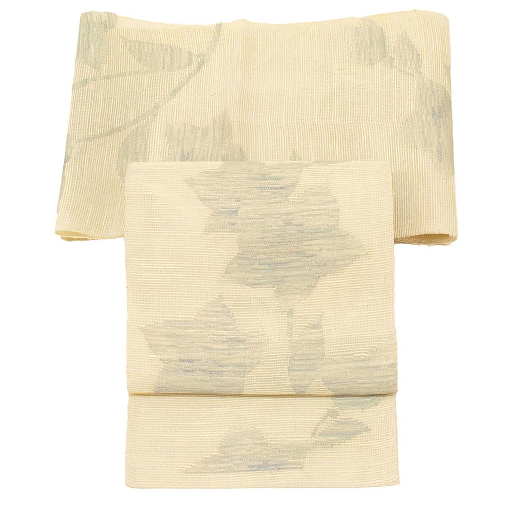 Vintage Japanese Obi | Summer Nagoya Obi | Beige Silk Sha | Floral | Eight-sun | Sustainable | uu0934b