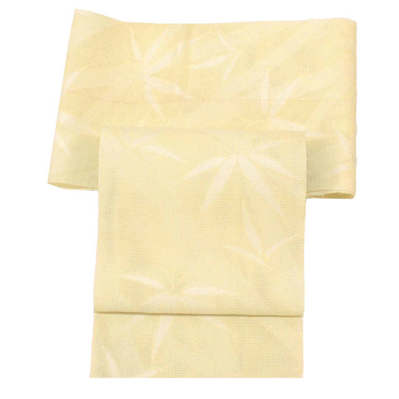 Vintage Japanese Obi | Summer Nagoya Obi | Cream Synthetic Sha | Bamboo Pattern | Eight-sun | Sustainable | uu0936b