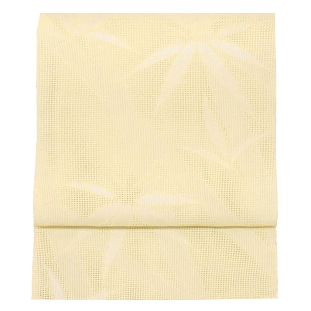 Vintage Japanese Obi | Summer Nagoya Obi | Cream Synthetic Sha | Bamboo Pattern | Eight-sun | Sustainable | uu0936b