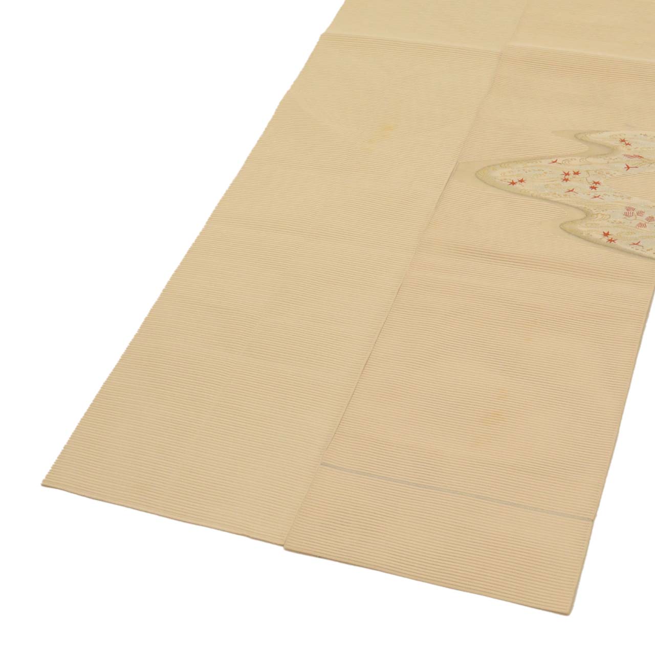 Vintage Japanese Obi | Summer Nagoya Obi | Beige Silk Ro-tsuzure | E-kasuri Wave | Eight-sun | Gold Silver Thread | Sustainable | uu0939b