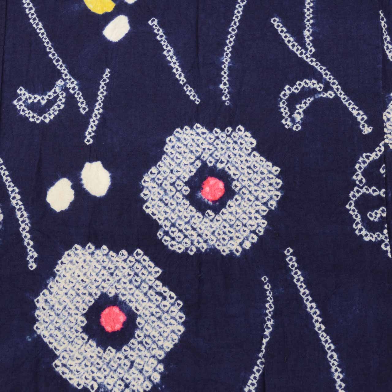 Vintage Japanese Yukata | Women's Yukata | Navy Cotton | Floral | Arimatsu Narumi Shibori | Size L | Sustainable | uu0942b
