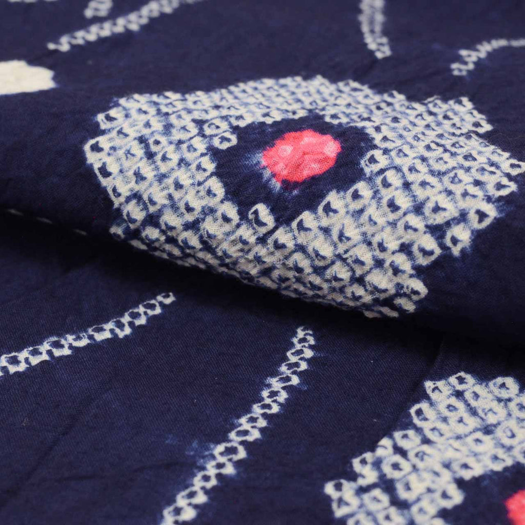 Vintage Japanese Yukata | Women's Yukata | Navy Cotton | Floral | Arimatsu Narumi Shibori | Size L | Sustainable | uu0942b