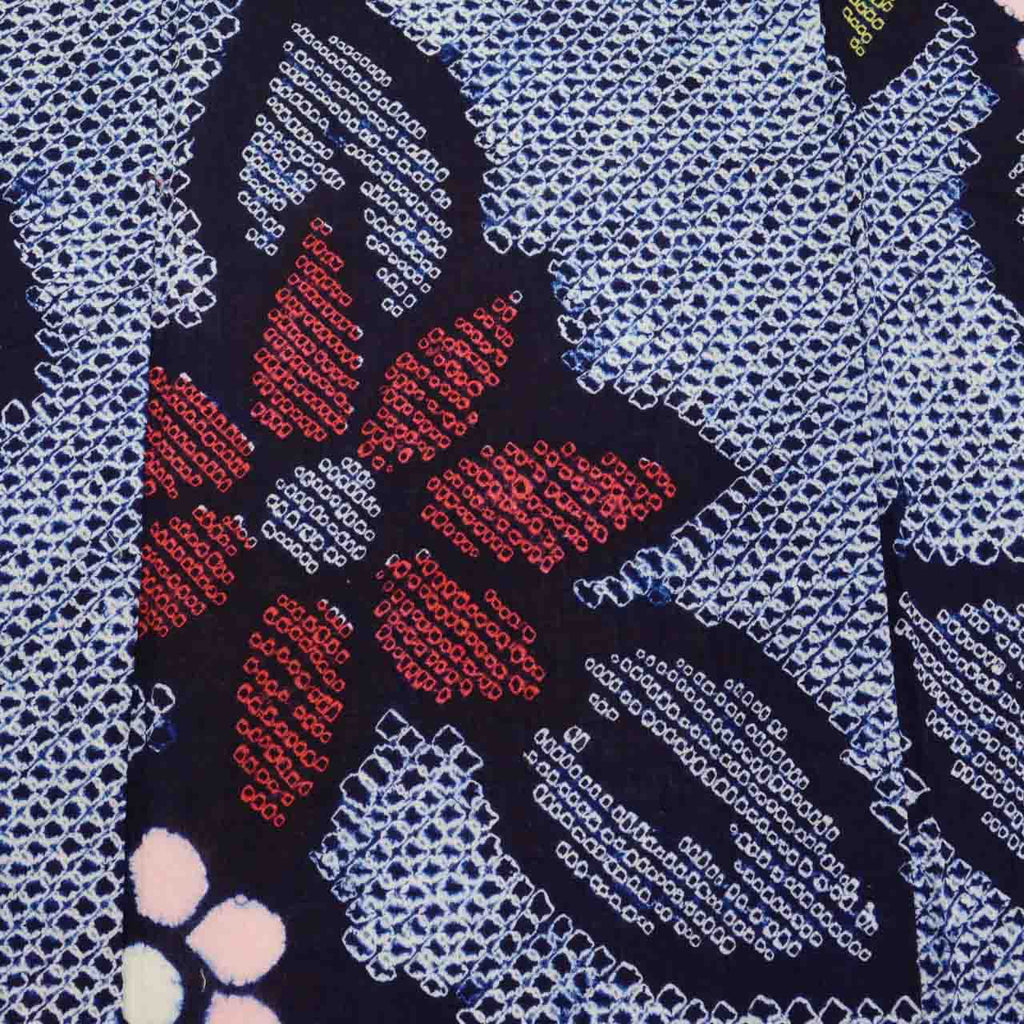 Vintage Japanese Yukata | Women's Yukata | Arimatsu Narumi Shibori | Navy Cotton | Floral | Junior Petite Size S | Sustainable | uu0945b