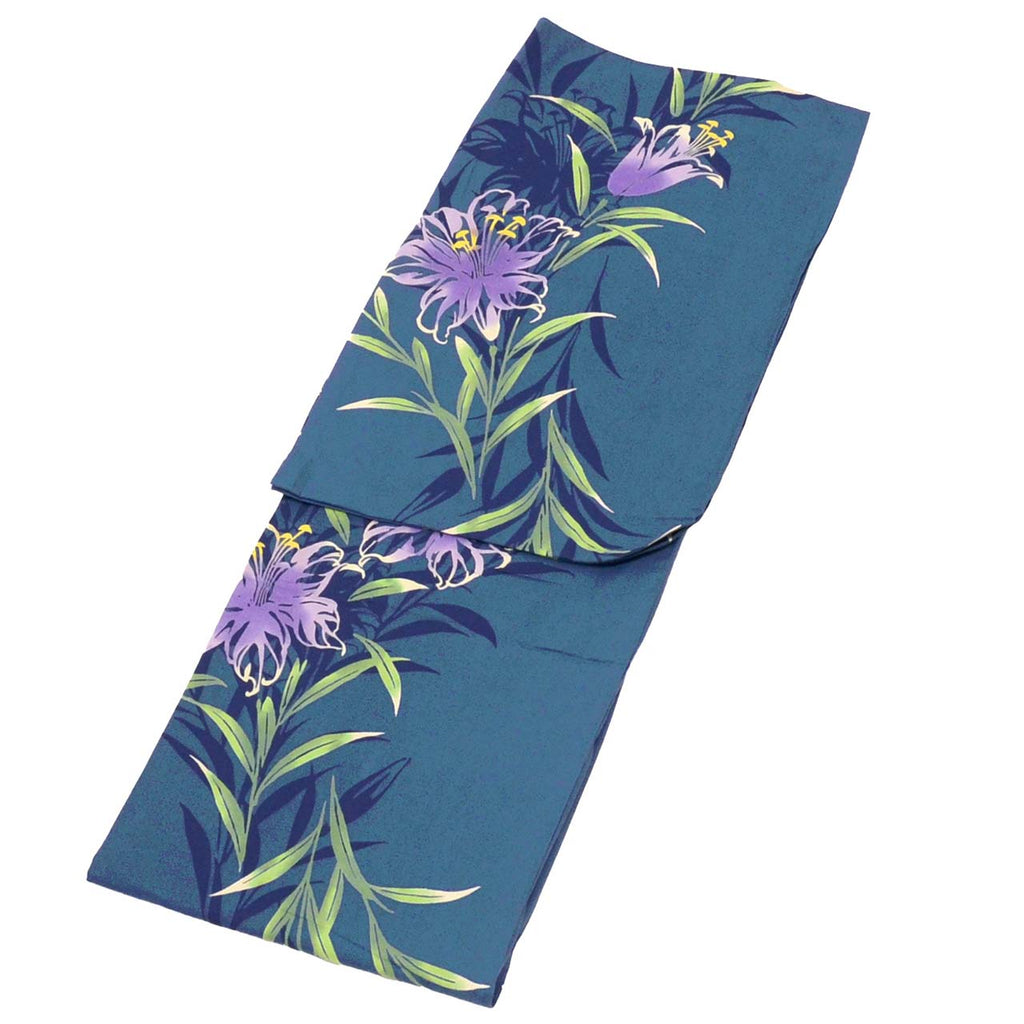 Vintage Japanese Yukata | Women's Yukata | Blue Gray Cotton | Floral Pattern | Koma-ji Chuzome | Excellent | Sustainable | uu0947b