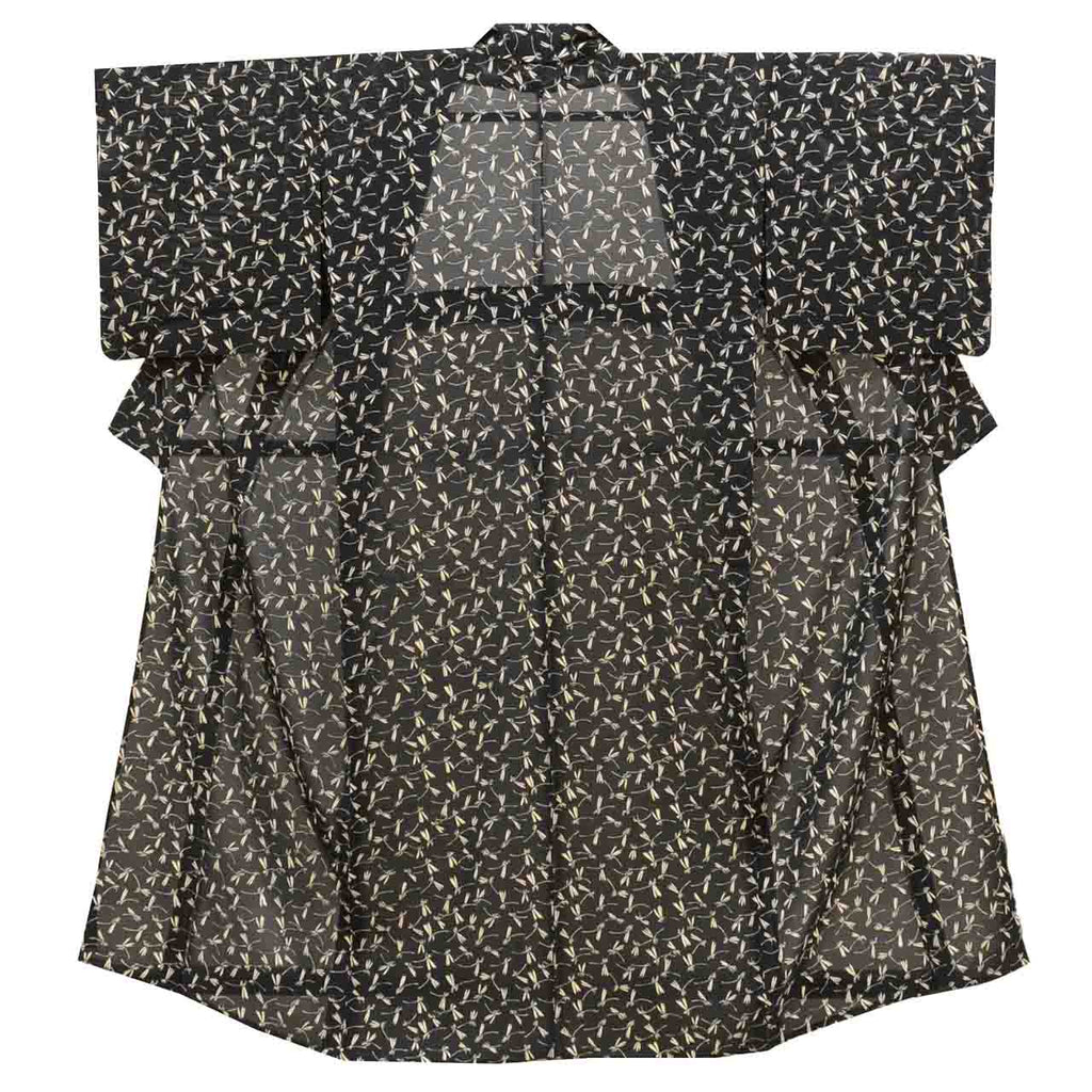 Vintage Japanese Kimono | Summer Komon | Black Silk Ro | Dragonfly Pattern | Petite Size S | Sustainable | uu0958b
