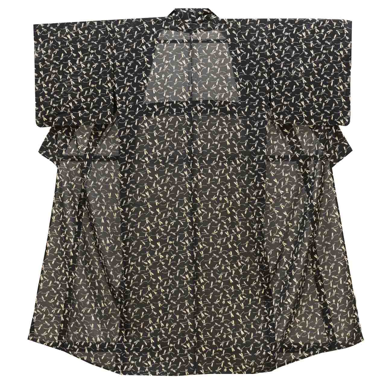 Vintage Japanese Kimono | Summer Komon | Black Silk Ro | Dragonfly Pattern | Petite Size S | Sustainable | uu0958b