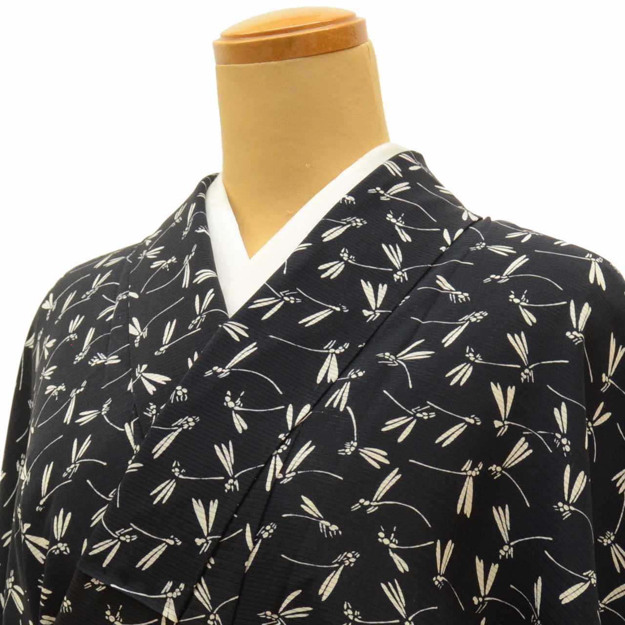 Vintage Japanese Kimono | Summer Komon | Black Silk Ro | Dragonfly Pattern | Petite Size S | Sustainable | uu0958b