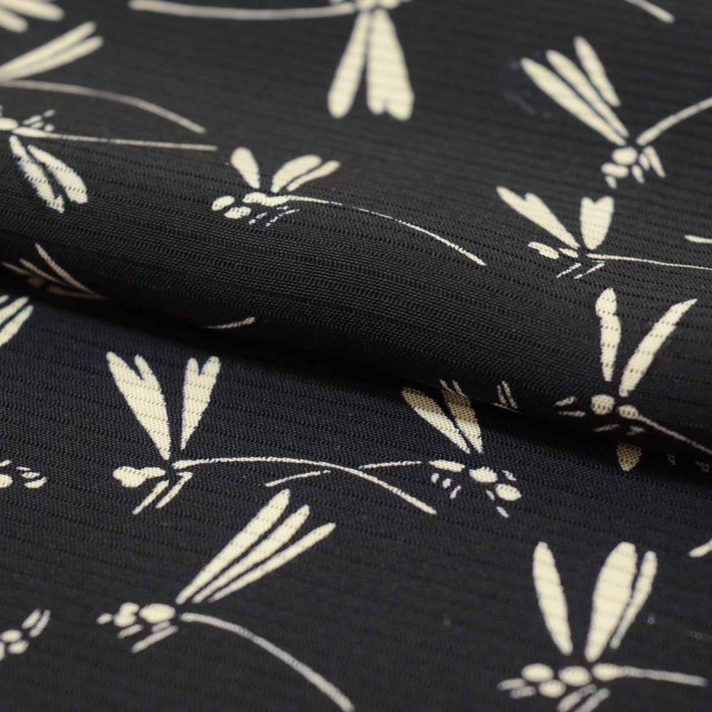 Vintage Japanese Kimono | Summer Komon | Black Silk Ro | Dragonfly Pattern | Petite Size S | Sustainable | uu0958b
