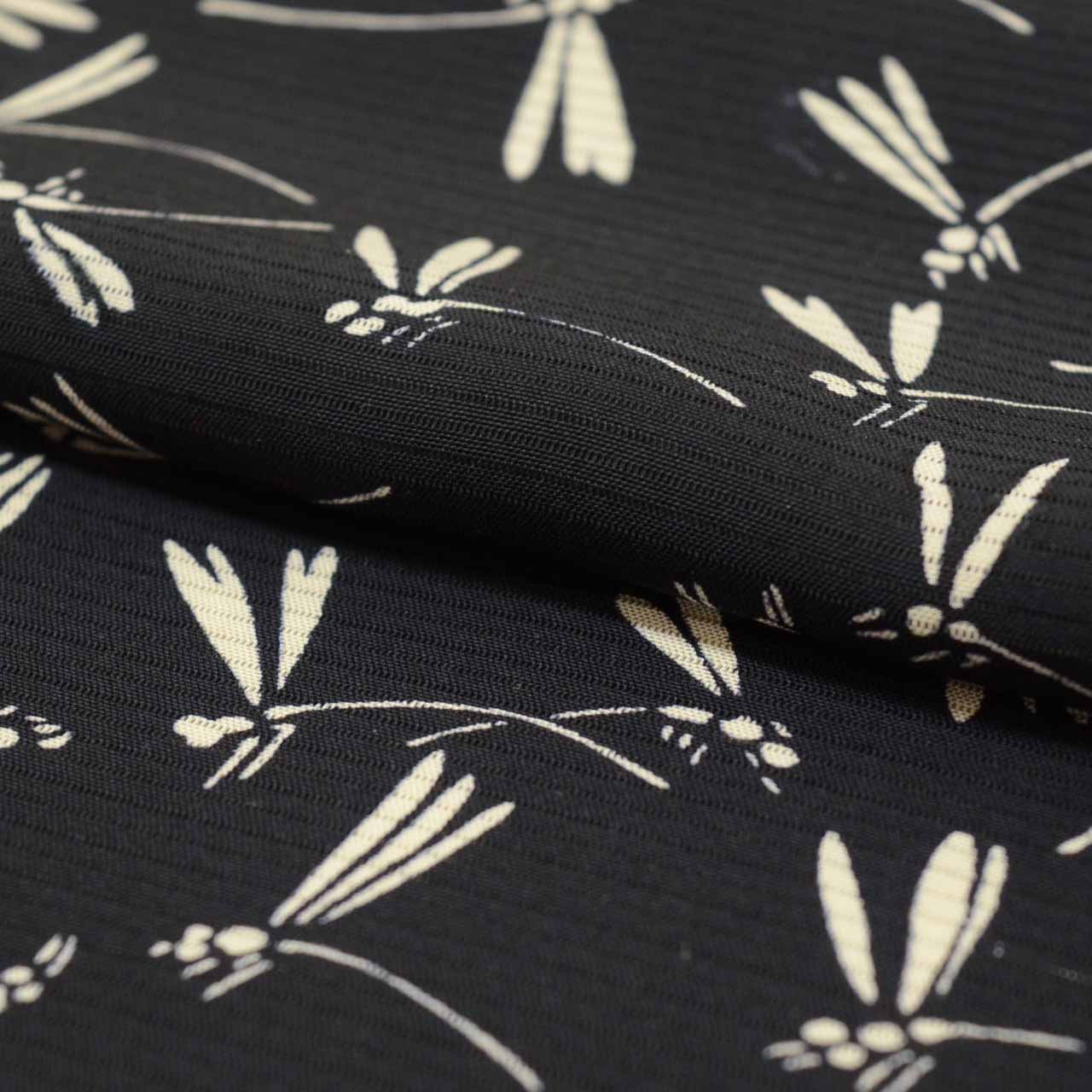Vintage Japanese Kimono | Summer Komon | Black Silk Ro | Dragonfly Pattern | Petite Size S | Sustainable | uu0958b