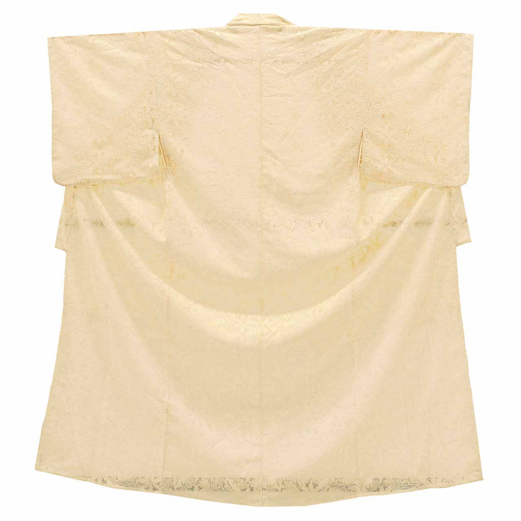 [Used] Recycled Komon (small patterned kimono), unlined, synthetic fiber, length 158.0cm (62.2in), size M, sleeve length 70.5cm (27.8in), ready-made, excellent condition, white with floral pattern, lace kimono, washable uu0967b 