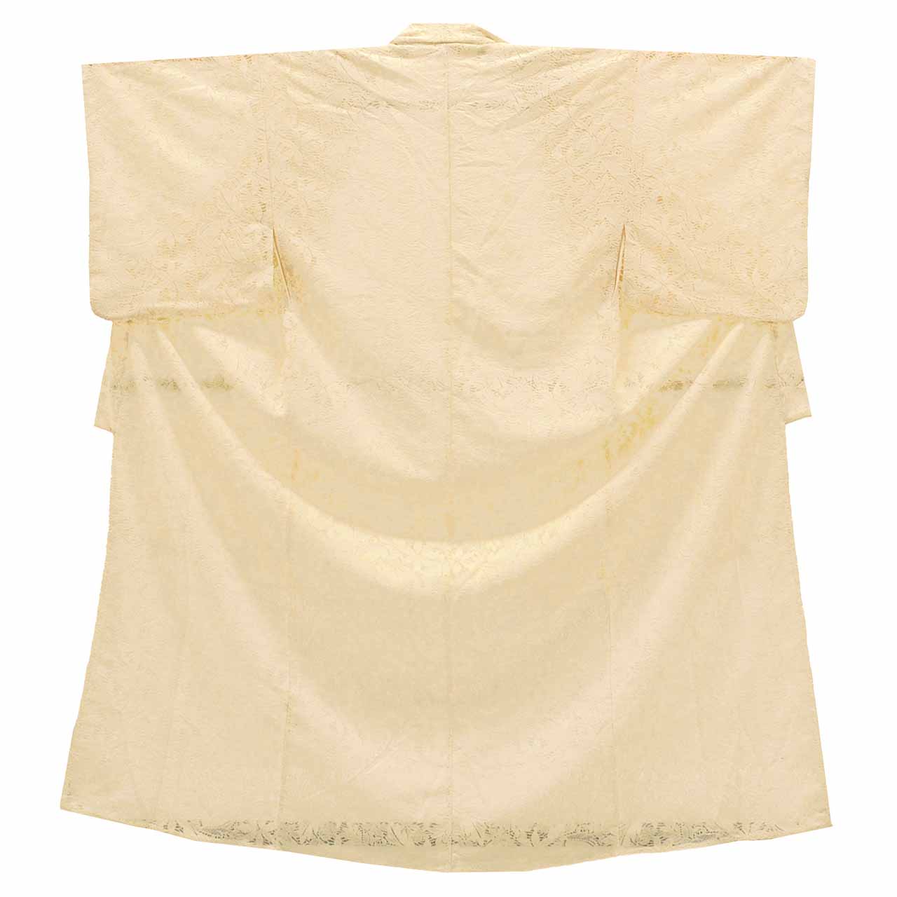 [Used] Recycled Komon (small patterned kimono), unlined, synthetic fiber, length 158.0cm (62.2in), size M, sleeve length 70.5cm (27.8in), ready-made, excellent condition, white with floral pattern, lace kimono, washable uu0967b 
